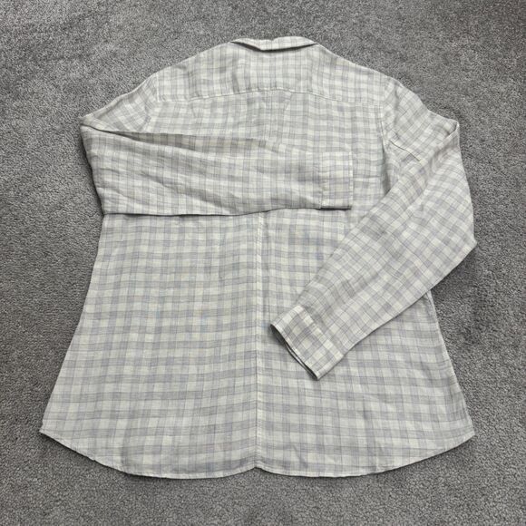 Guideboat Tessitura Monti Italian Linen Button Down Shirt Mens Small Blue Plaid - Picture 2 of 15